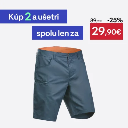 QUECHUA Pánske turistické šortky NH500 Regular sivomodré XL-2XL
