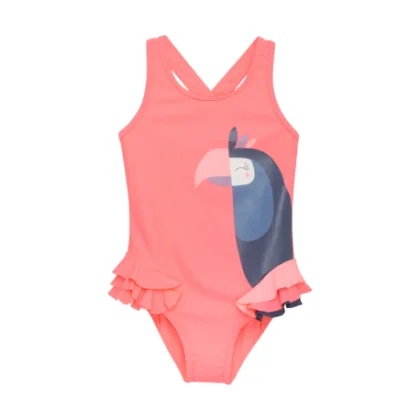 Dievčenské plavky COLOR KIDS Swimsuit W. Application, neon coral
