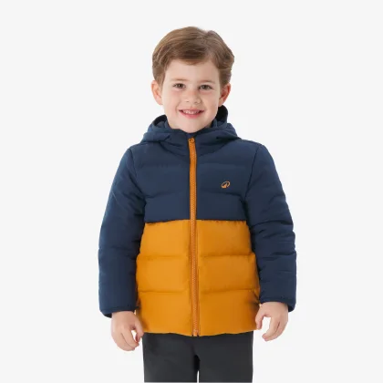 QUECHUA Detská prešívaná turistická bunda NH500 2-6 r. modro-hnedá 4-5 r (103-112 cm)