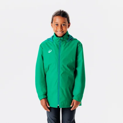 KIPSTA Detská bunda Viralto Club nepremokavá zelená 8-9 r (131-140 cm)