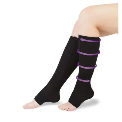 Wellife Kompresní punčochy FIT se zipem L-XL černé