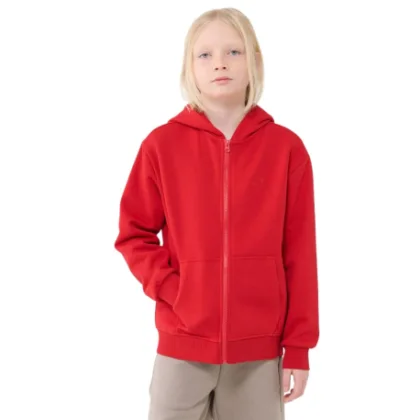 Fiú kapucnis pulóver zipzárral 4F JUNIOR SWEATSHIRT-JWSS25TSWSM1851-62S-RED