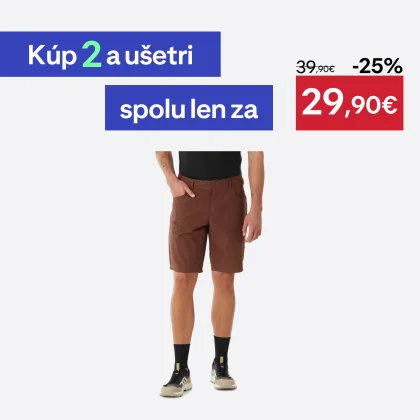 QUECHUA Pánske turistické šortky NH500 Regular hnedé S-M