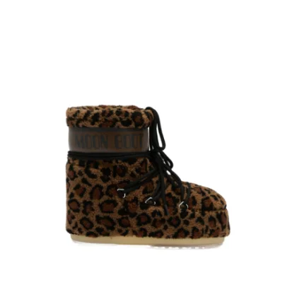 Dámske členkové zimné topánky MOON BOOT MB ICON LOW FLEECE LEOPARD, MM21 COGNAC COCOA