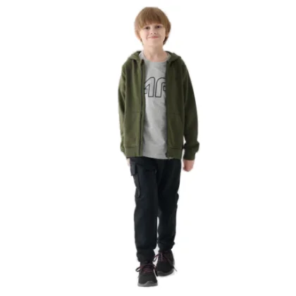 Fiú melegített melegítőnadrágok 4F JUNIOR TROUSERS-JWAW24TTROM760-20S-DEEP BLACK