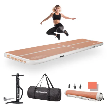 Airtrack inSPORTline Airstunt 400x100x10 cm mocha mousse s ručnou pumpou