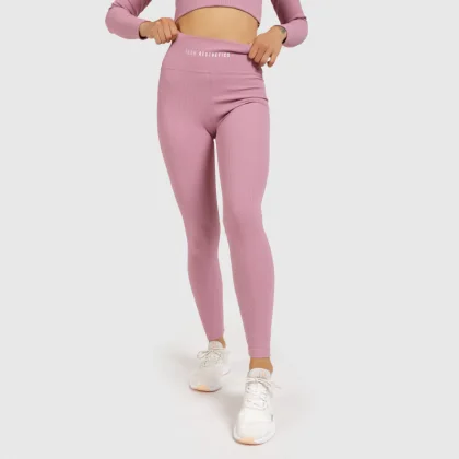 Dámske pásové legíny Iron Aesthetics Rib, dusty ružové