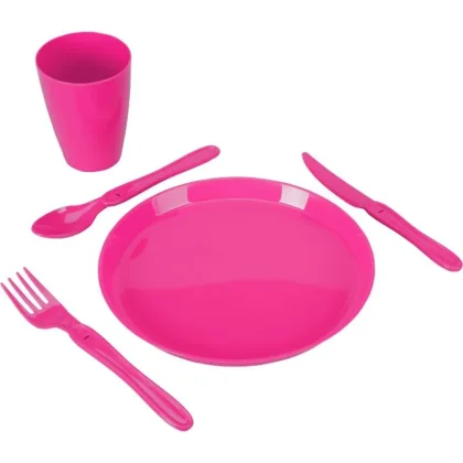 Excellent Pikniková sada nádobí v boxu 31 ks růžová