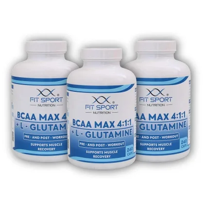 FitSport Nutrition 3x BCAA MAX 4:1:1 + L-Glutamine 240caps