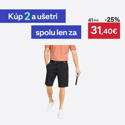 INESIS Pánske golfové chino šortky MW500 čierne 3XL