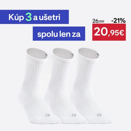 DECATHLON Tenisové ponožky RS 500 vysoké 3 páry biele 43-46