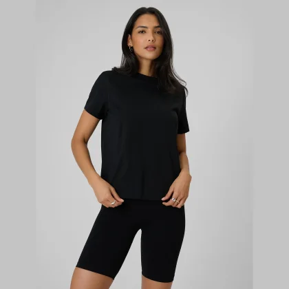 T-shirt regular hladký dámsky - čierny