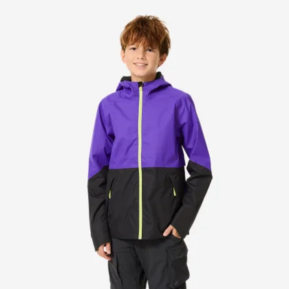 QUECHUA Detská nepremokavá turistická bunda MH500 7-15 r tmavofialová 14-15 r (161-172 cm)