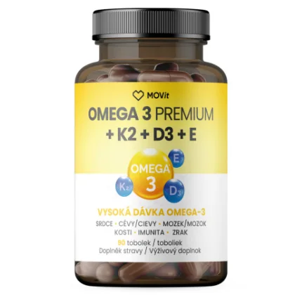 MOVIT Omega 3 + K2 + D3 + E premium 90 kapsúl