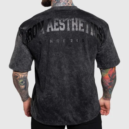 Oversize tričko Iron Aesthetics College, washed black