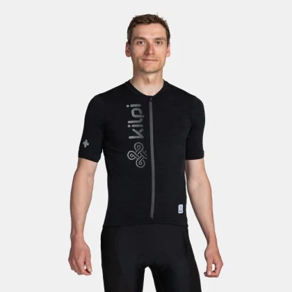 Kilpi PETRANA-M tmavě šedý merino cyklistický dres + KILPI PRESSURE-M Černé cyklistické šortky