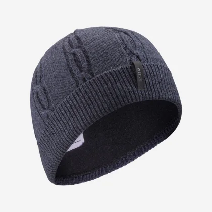 WEDZE Detská čiapka Torsade vlnená modrá S (53-56 cm)