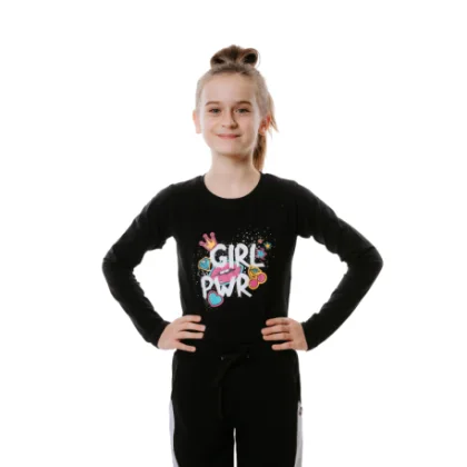 Dívčí tričko s dlouhým rukávem AUTHORITY KIDS T-POWER black