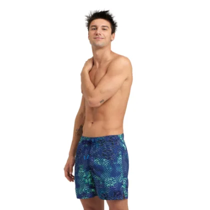 Pánske plavky ARENA MENS BEACH BOXER ALLOVER-660-kikko pro navy