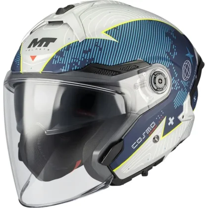 MT Helmets Otevřená helma Cosmo SV Layout C7 matná modro-bílá