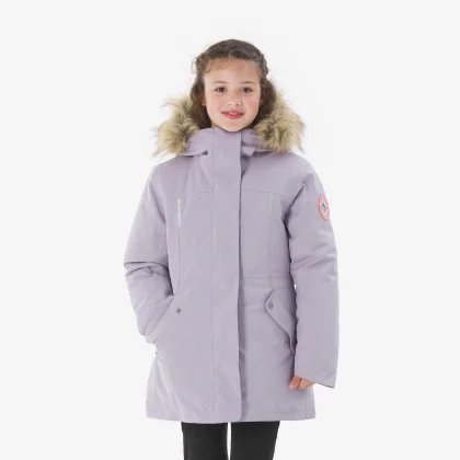 QUECHUA Dievčenská zimná bunda parka NH900 7-15 r. do -17°C fialová 8-9 r (131-140 cm)
