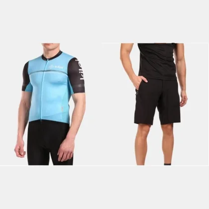 KILPI CORRIDOR-M Světle modrý cyklistický dres + KILPI HIXON-M Černé cyklistické kraťasy