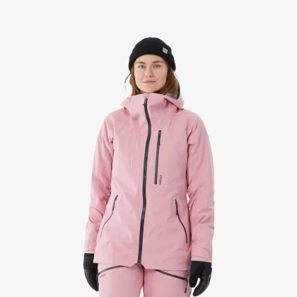 WEDZE Dámska lyžiarska/snowboardová bunda FR 500 bledoružová 2XL
