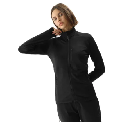 Dámská turistická mikina se zipem 4F SWEATSHIRT FNK-4FWSS24TFSWF316-21S-BLACK