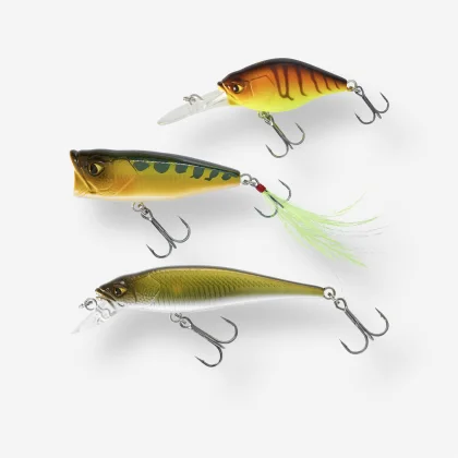 CAPERLAN Súprava woblerov popper minnow crankbait Okúň 3 PN na lov na nástrahy bez