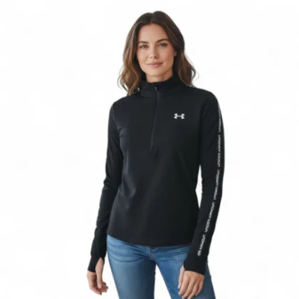 Dámská tréninková mikina s 1 2 zipem UNDER ARMOUR UA Tech WM Tape Half Zip-BLK