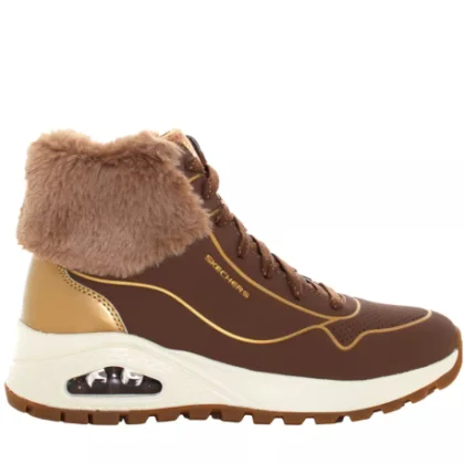 Dámské kotníkové zimní boty SKECHERS Uno Rugged Zip Up taupe gold
