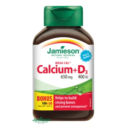 JAMIESON Mega cal vápnik + vitamín D3 100 + 20 tabliet ZADARMO