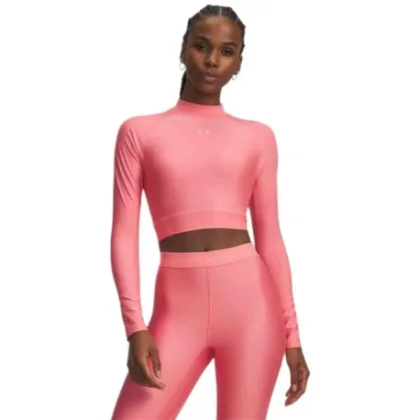 Dámske kompresné tričko s dlhým rukávom UNDER ARMOUR HeatGear Crop Mock LS-MRN