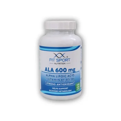FitSport Nutrition ALA 600mg Alpha Lipoic Acid + Vitamin B1,B5,B6 120 vege caps - Kyselina Alfa Lipoová
