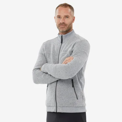 QUECHUA Pánska turistická mikina NH100 fleecová hrejivá sivá XL