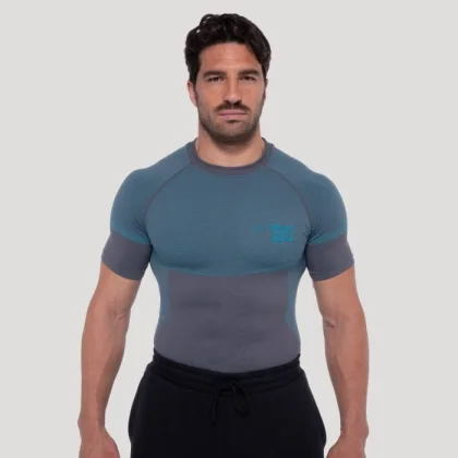 Безшевна тениска OG1 Grey/Blue - GymBeam