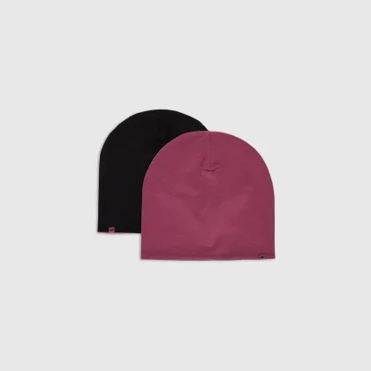Dětská oboustranná beanie čepice - růžová