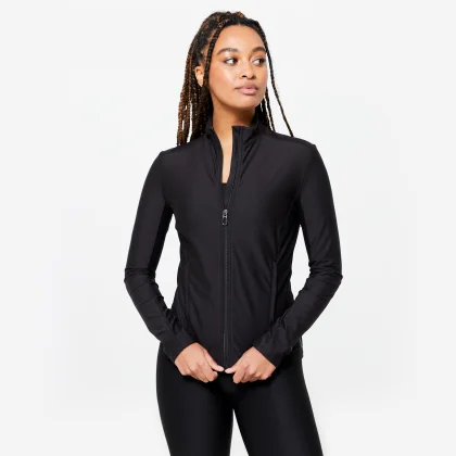 DOMYOS Dámska priedušná mikina na zips čierna 5XL