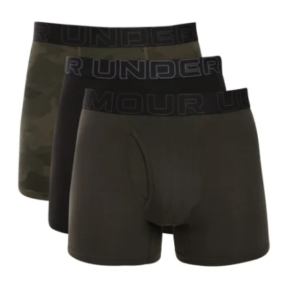 Pánske boxerky UNDER ARMOUR 3 PACK-UA PERFORMANCE COTTON - PRINT 6 inch-GRN