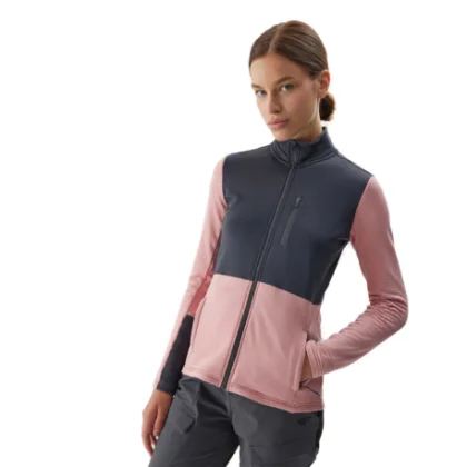 Dámská turistická mikina se zipem 4F FLEECE-AW23TFLEF142-56S-LIGHT PINK