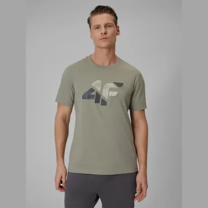 Pánské regular tričko s potiskem - khaki