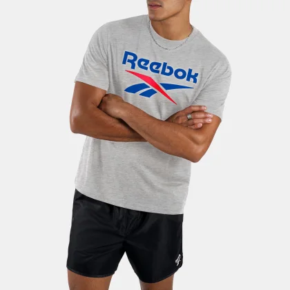 REEBOK REEBOK pánske bavlnené tričko s logom sivé S