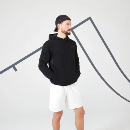 KUIKMA Pánska mikina Soft na tenis s kapucňou čierna L