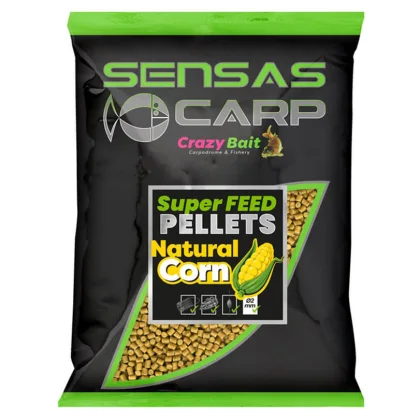SENSAS Carp Super Feed Pellets, 650 g, Natural Corn priemer 2 mm