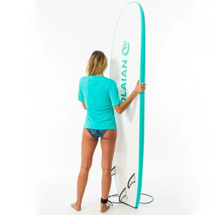 OLAIAN Dámske tričko s UV ochranou s krátkym rukávom na surf tyrkysové S