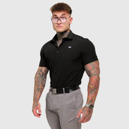 Strečová košeľa Iron Aesthetics Short Slim Stretch, zelená