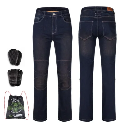 Moto jeansy W-TEC Pawted s nepremokavou membránou Farba tmavo modrá,