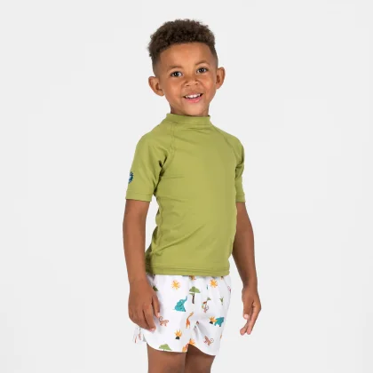 DECATHLON Detské tričko s UV ochranou a krátkym rukávom kaki 24 m (82-88 cm)