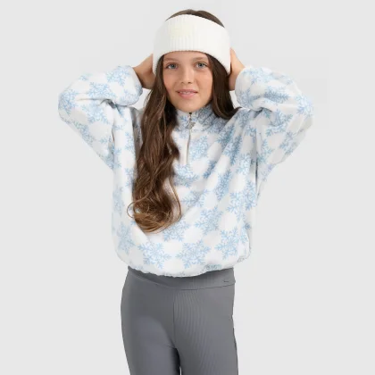 Fleecová mikina oversize s potlačou dievčenská - multicolor