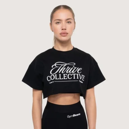 GymBeam Dámske cropped tričko Thrive Black L